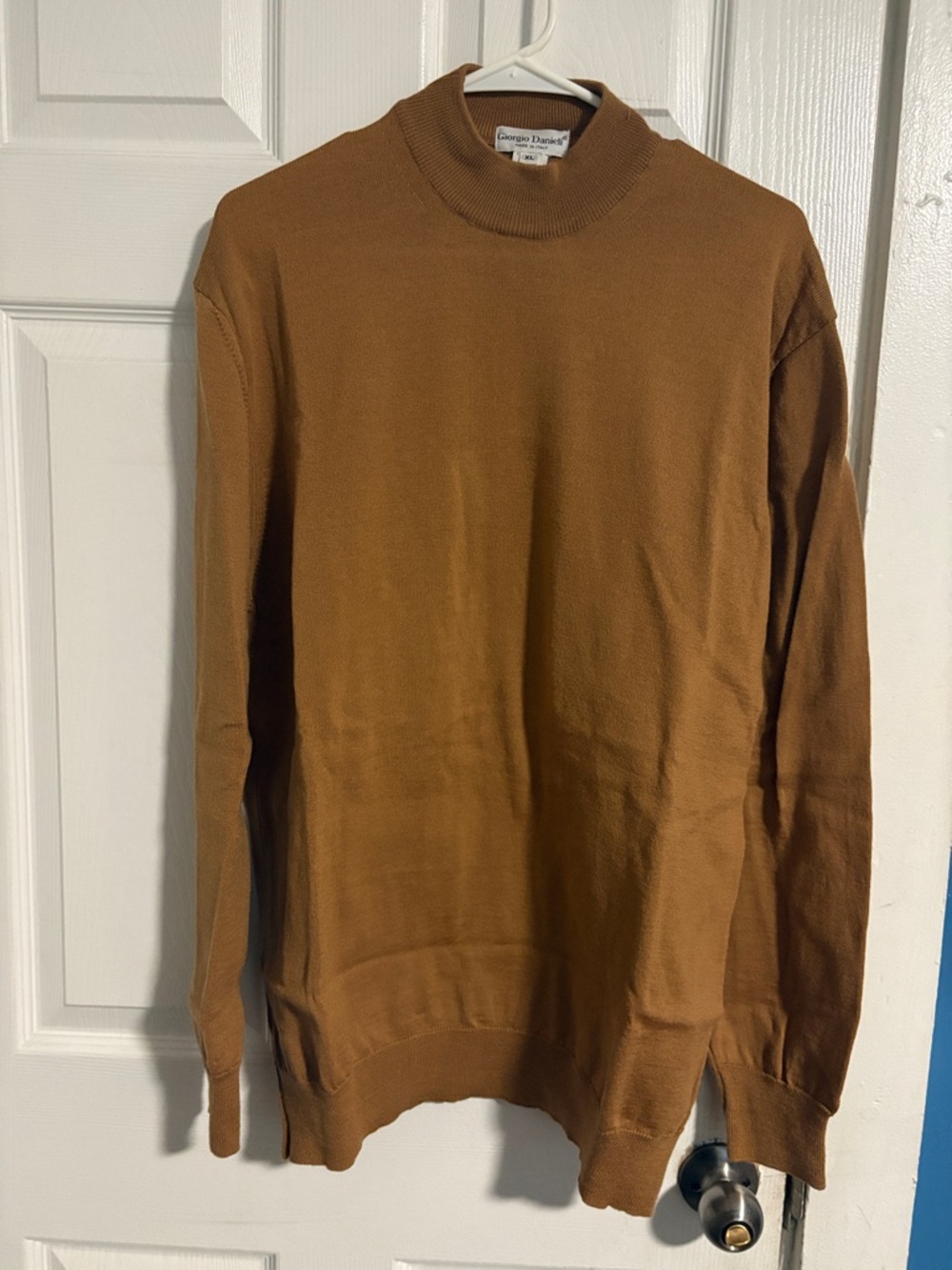 Men's Camel Brown Mock Neck Sweater